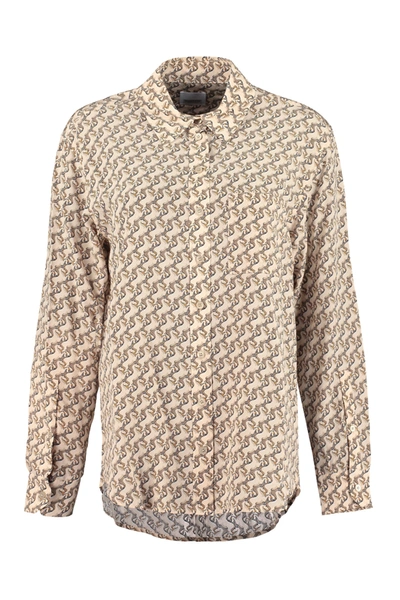 Shop Burberry Printed Silk Shirt In Pink