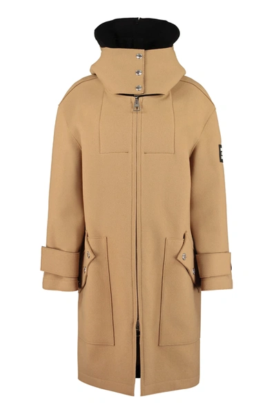 Shop Burberry Hooded Wool Coat In Camel
