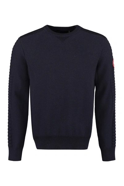 Shop Canada Goose Paterson Crew-neck Wool Sweater In Blue