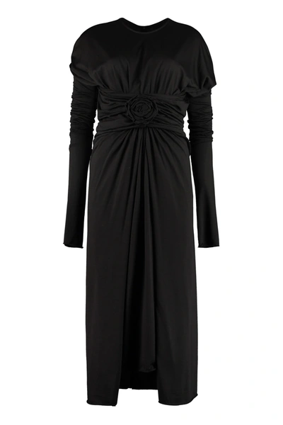 Shop Dolce & Gabbana Draped Jersey Dress In Black