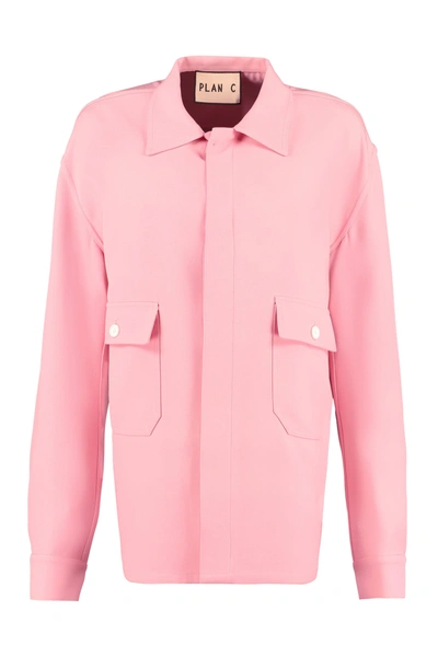 Plan C Oversized Shirt Jacket In Pink