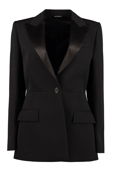 Shop Givenchy Satin Lapels Blazer In Black