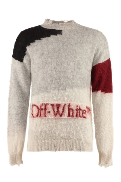 Shop Off-white Mohair Blend Sweater In Grey
