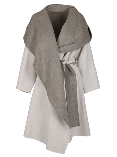 Shop Issey Miyake Grey Wool Blend Coat In Light Grey