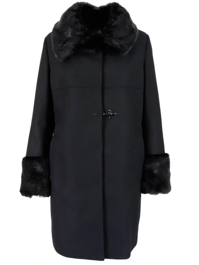 Shop Fay Fur Coat Coat In Black