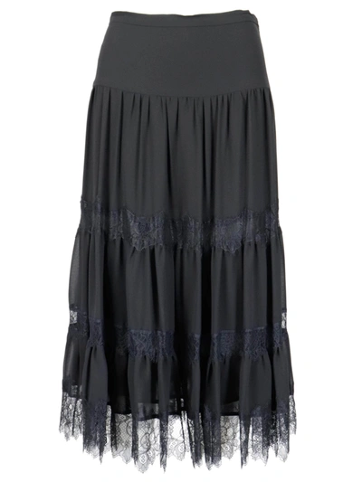 Shop Michael Kors Solid Lace Inst Skirt In Black