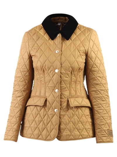 Shop Burberry Quilted Jacket In Brown