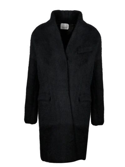 Shop Laneus Combed Alpaca Coat In Black