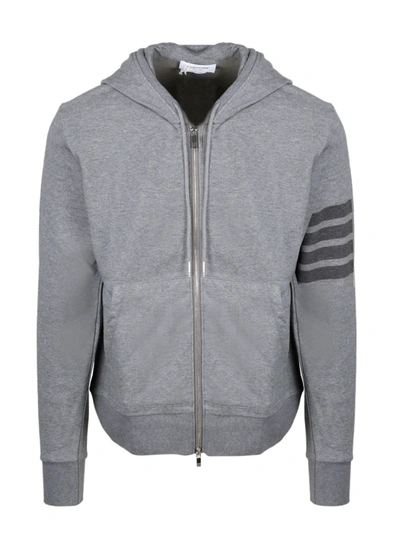 Shop Thom Browne Relaxed Fit Zip Up Hoodie In Grey