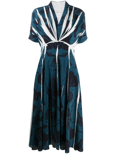 Shop Paul Smith V-neck Chiffon Dress In Blue