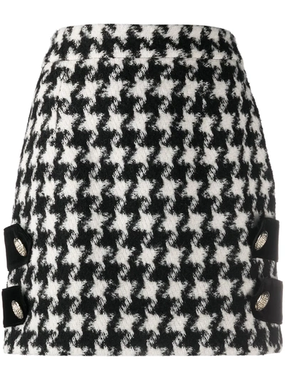 Shop Amen Houndstooth Print Skirt In Black