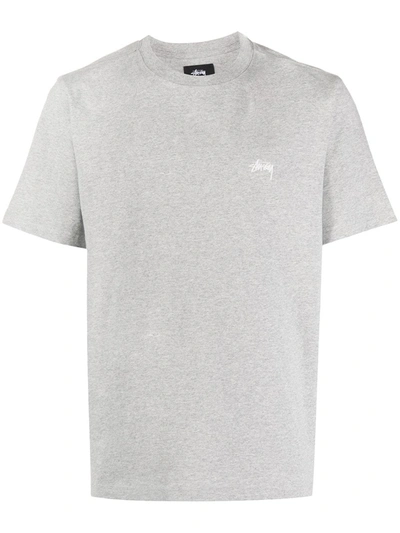 Shop Stussy Embroidered Logo T-shirt In Grey