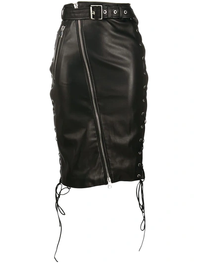 Shop Manokhi Leather Pencil Skirt In Black