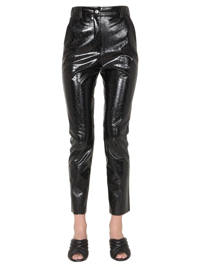 Shop Msgm Faux Leather Pants In Black