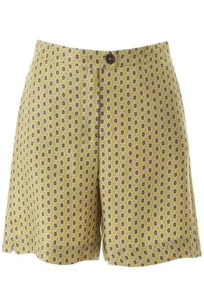 Shop Max Mara 's  Printed Silk Shorts In Yellow