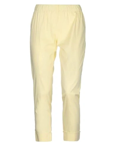 Shop Semicouture Woman Pants Light Yellow Size 6 Cotton, Polyamide, Elastane