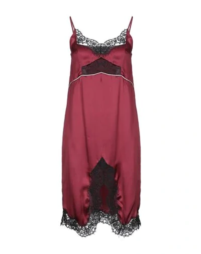 Shop Pinko Woman Midi Dress Burgundy Size 6 Silk In Red