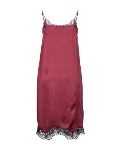 Shop Pinko Woman Midi Dress Burgundy Size 6 Silk In Red