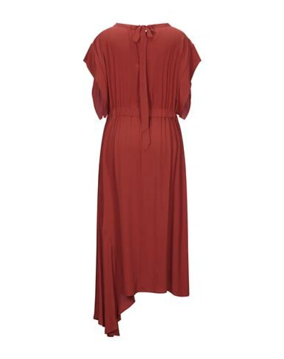 Shop Mauro Grifoni Grifoni Woman Midi Dress Brick Red Size 4 Acetate, Silk