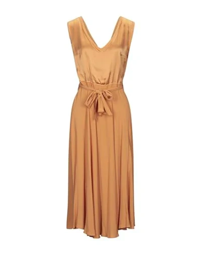 Shop Mauro Grifoni Grifoni Woman Midi Dress Apricot Size 8 Acetate, Silk, Viscose In Orange