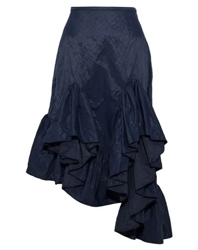 Shop Marques' Almeida Midi Skirts In Dark Blue