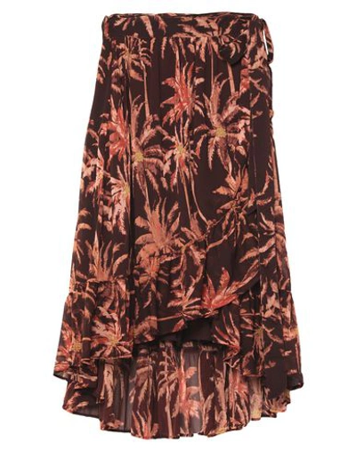 Shop Maison Scotch Woman Midi Skirt Cocoa Size S Polyester In Brown