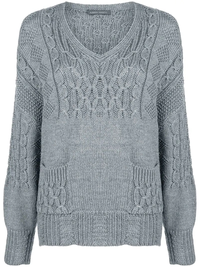 Shop Alberta Ferretti Chunky Knit Sweater In Grey