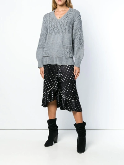 Shop Alberta Ferretti Chunky Knit Sweater In Grey