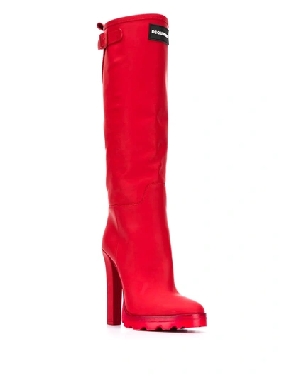 Dsquared2 Logo Knee-length Boots In Red
