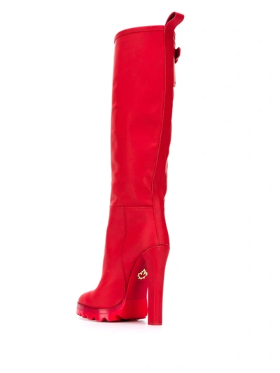Dsquared2 Logo Knee-length Boots In Red