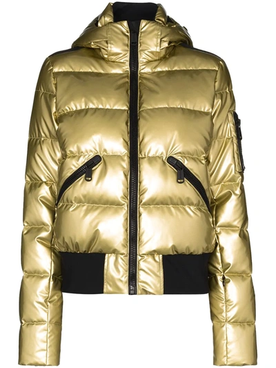 Goldbergh Aura Hooded Quilted Metallic Down Ski Jacket In Black | ModeSens