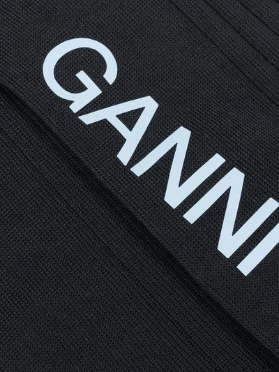 Shop Ganni Cotton-blend Knee Socks In Blue