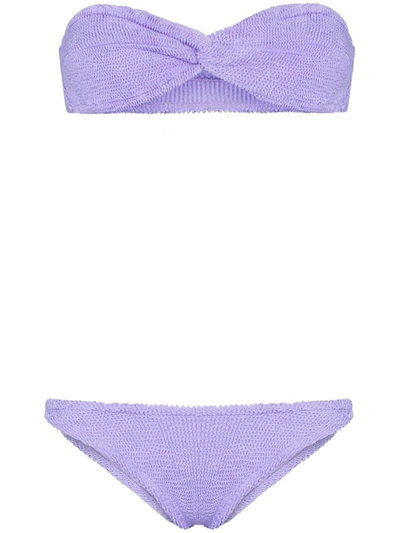 Shop Hunza G Ariel Twist-front Bikini Set In Purple