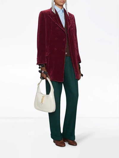 Gucci Double-breasted Velvet Blazer In Red