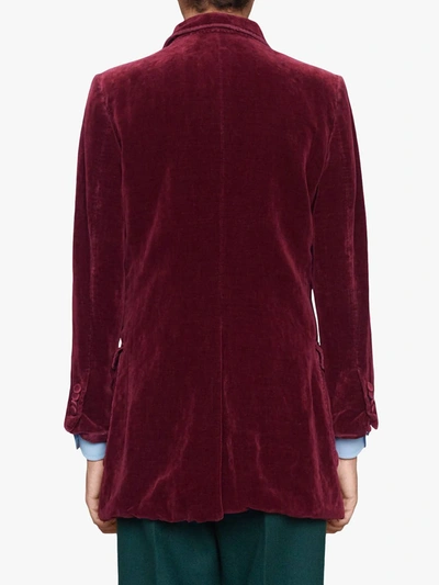 Gucci Double-breasted Velvet Blazer In Red