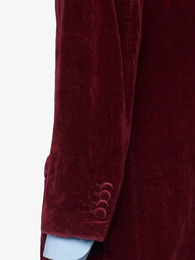 Gucci Double-breasted Velvet Blazer In Red