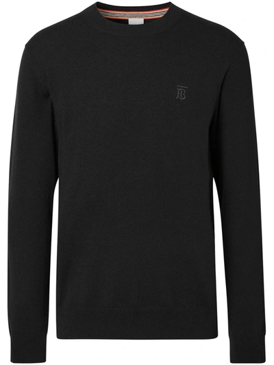 Shop Burberry Embroidered Monogram Jumper In Black