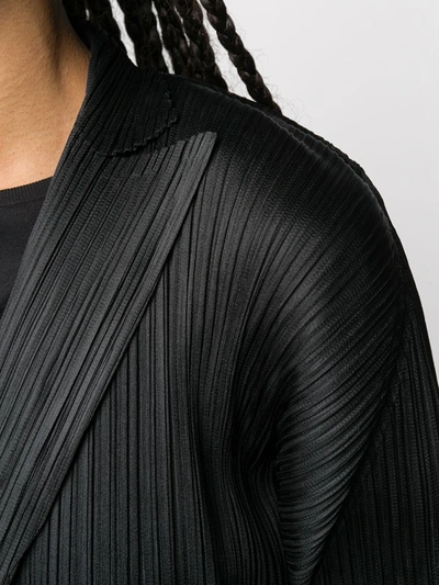 Shop Issey Miyake Pleated Single-breasted Blazer In Black