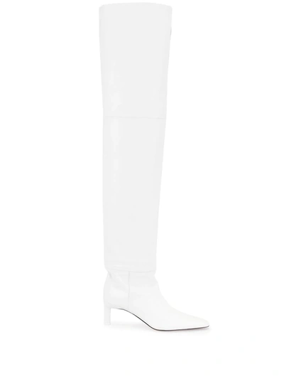 Shop Attico Pointed Toe Boots In White