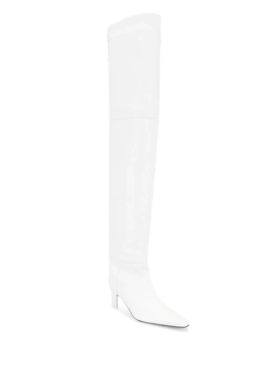 Shop Attico Pointed Toe Boots In White