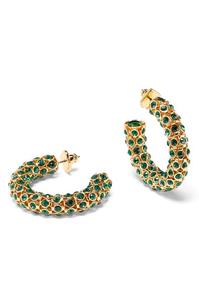 Shop Kate Spade Adore-ables Hoop Earrings In Emerald