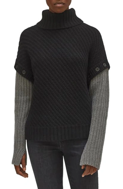 Shop Equipment Aluine Removable Sleeves Turtleneck Sweater In Tru Blk Gry Fnl