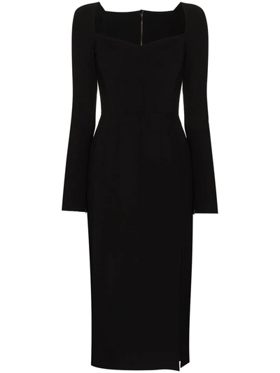 Shop Dolce & Gabbana Sweetheart-neck Midi Dress In Black