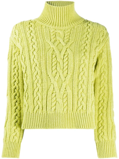 Shop Paul Smith Cable-knit Roll-neck Jumper In Green