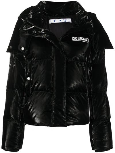 Shop Off-white Button-front Puffer Coat In Black