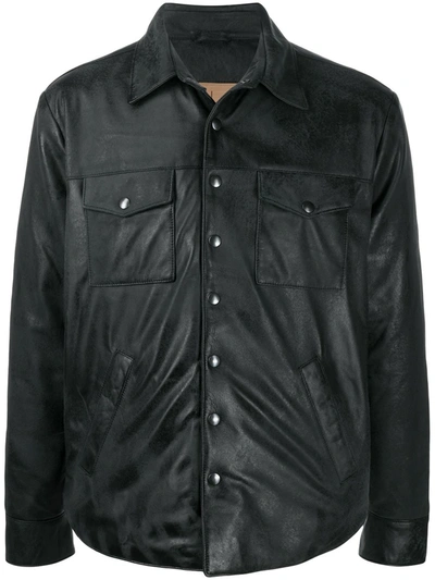 Shop Giorgio Brato Leather Shirt Jacket In Black