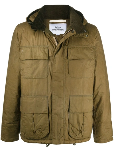 Shop Barbour Four-pocket Hooded Jacket In Green