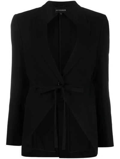 Shop Ann Demeulemeester Single-breasted Tie Waist Blazer In Black