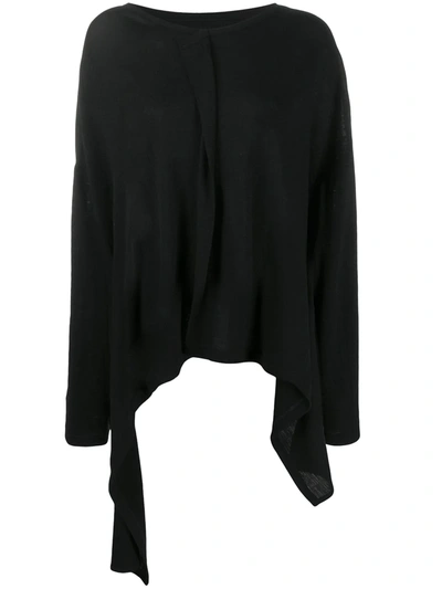 Shop Yohji Yamamoto Long-sleeved Draped Top In Black