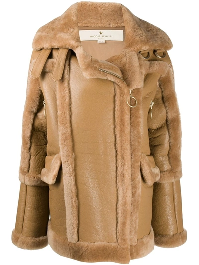 Shop Nicole Benisti Shearling-trimmed Puffer Jacket In Brown